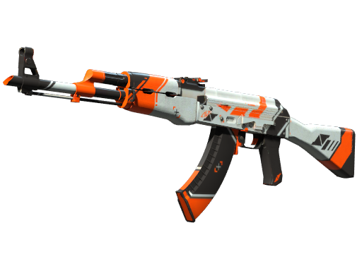 AK-47 Asiimov mit weißem, schwarzem und orangefarbenem Finish